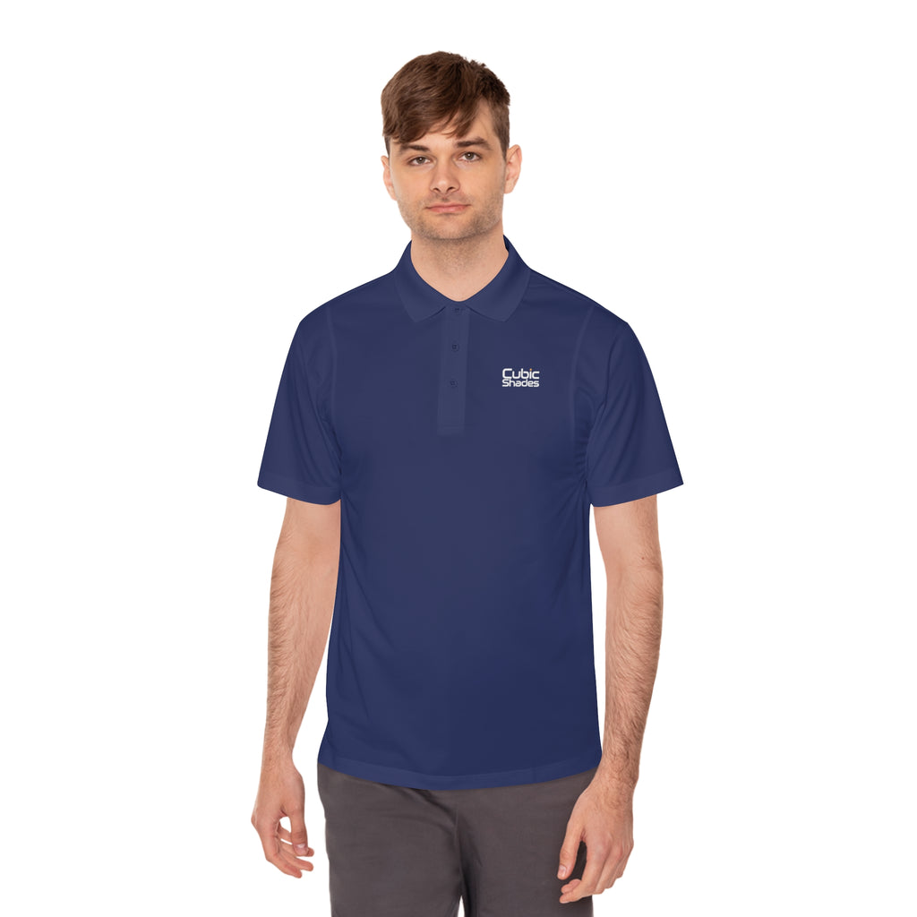 Cubic Shades Yellow Wordmark Polo — Men's Black Sport Polo