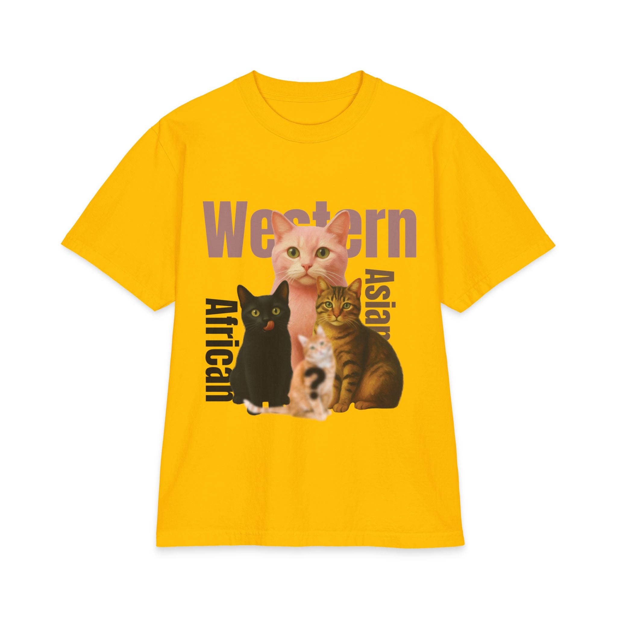 Pussycat Breed Graphic T-Shirt — Western, African, Asian Cats Design