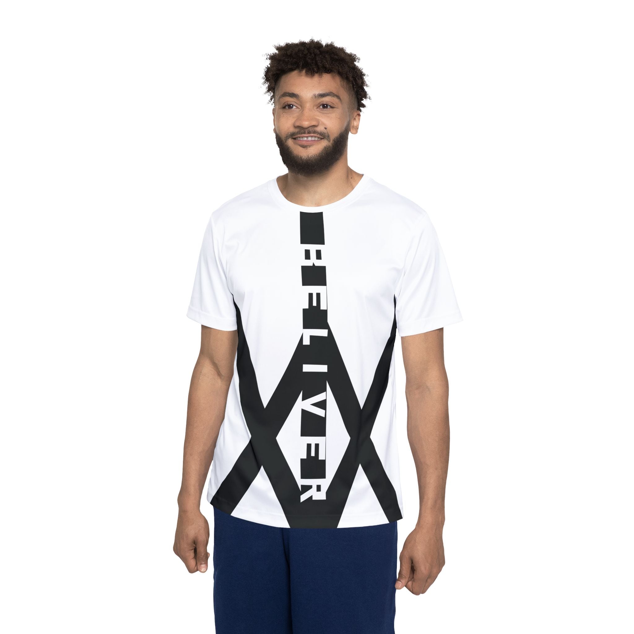 BELIEVER Oversized Tee — Bold Vertical Typography with Diagonal X Graphic