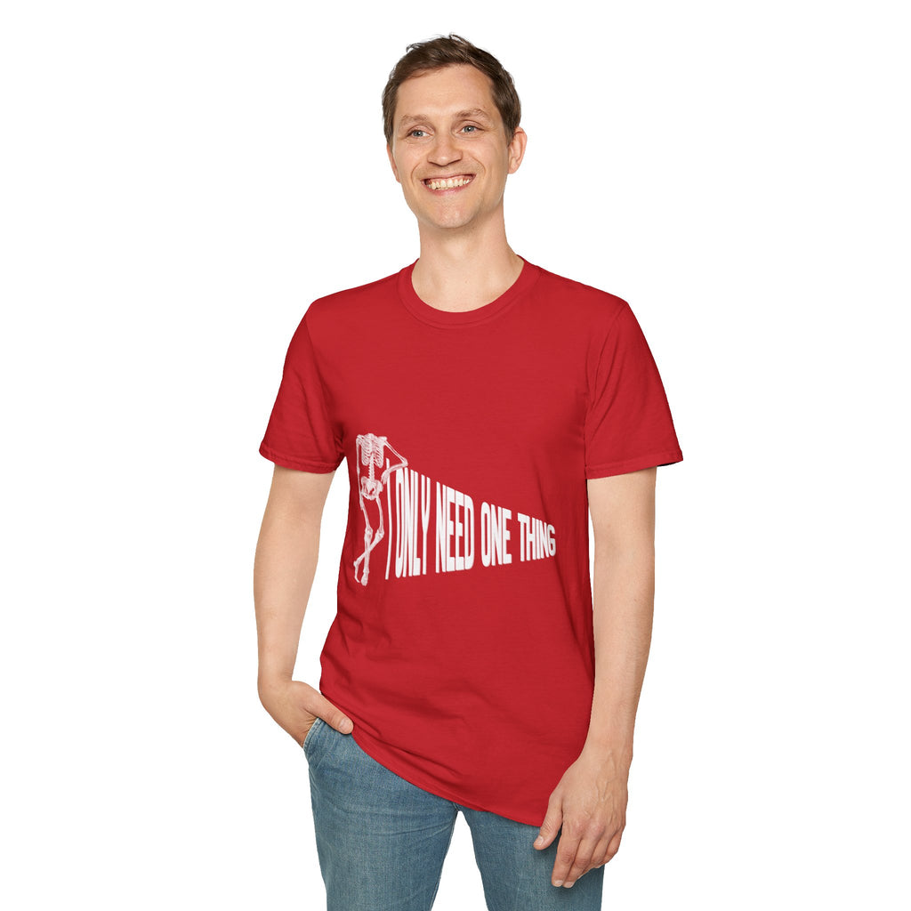 Skeleton Sports Tee — "I Only Need One Thing" Football & Soccer Graphic Shirt