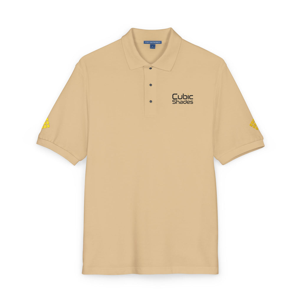 Cubic Shades Embroidered Polo — Sand Khaki Oversized Streetwear