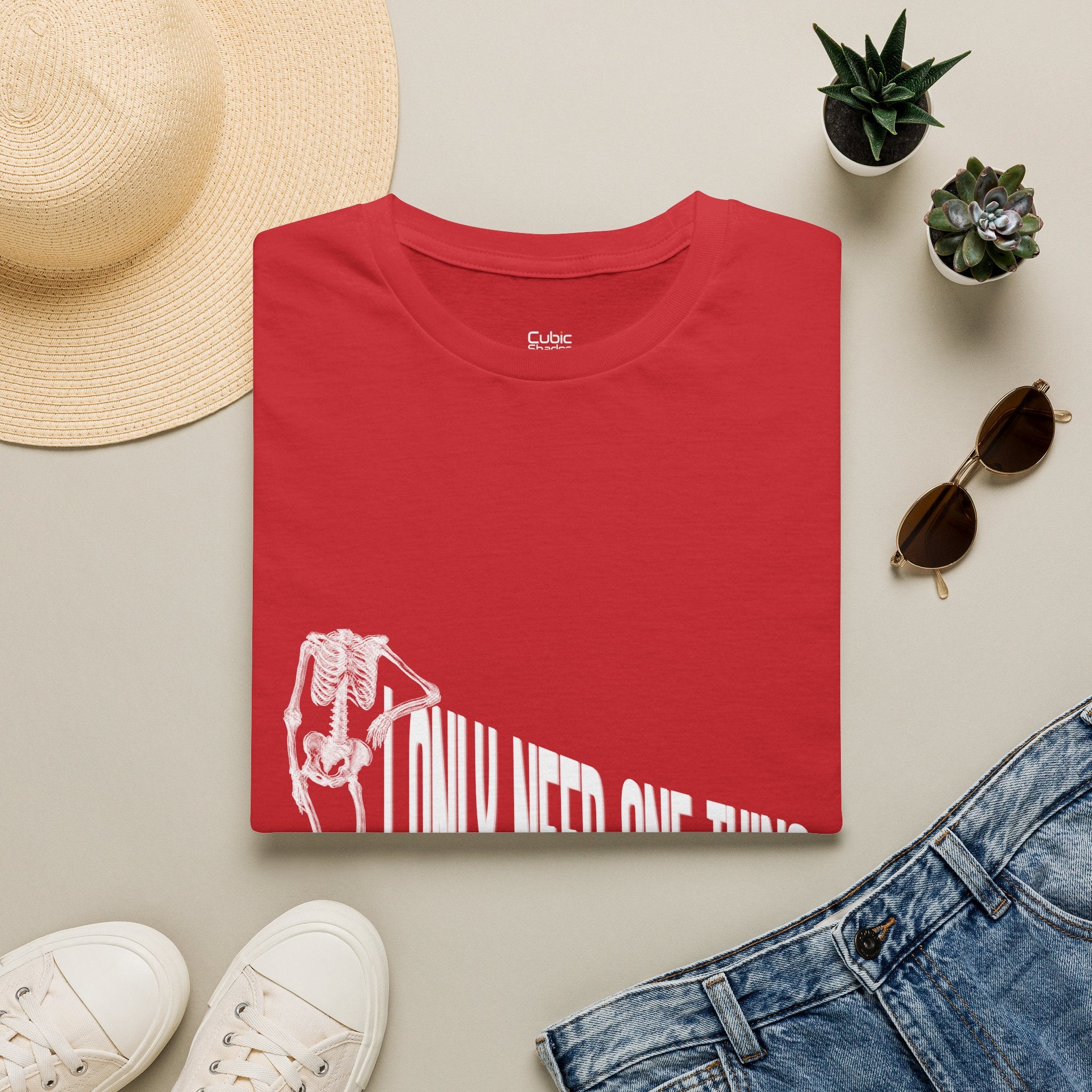 Skeleton Sports Tee — "I Only Need One Thing" Football & Soccer Graphic Shirt