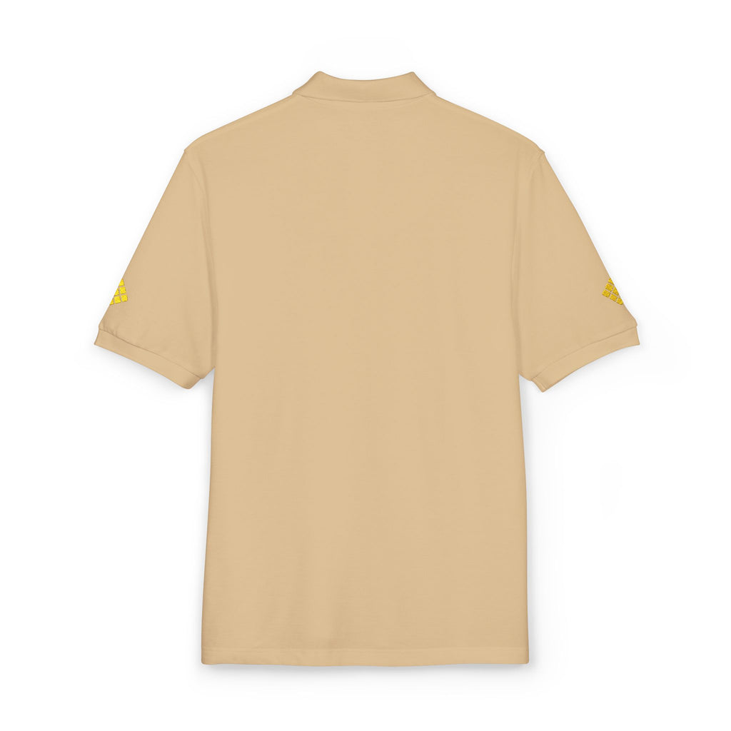 Cubic Shades Embroidered Polo — Sand Khaki Oversized Streetwear