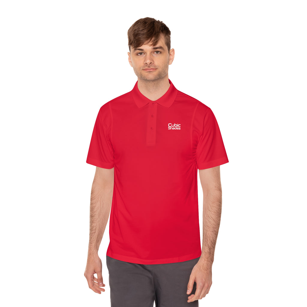 Cubic Shades Yellow Wordmark Polo — Men's Black Sport Polo
