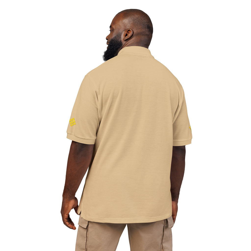 Cubic Shades Embroidered Polo — Sand Khaki Oversized Streetwear