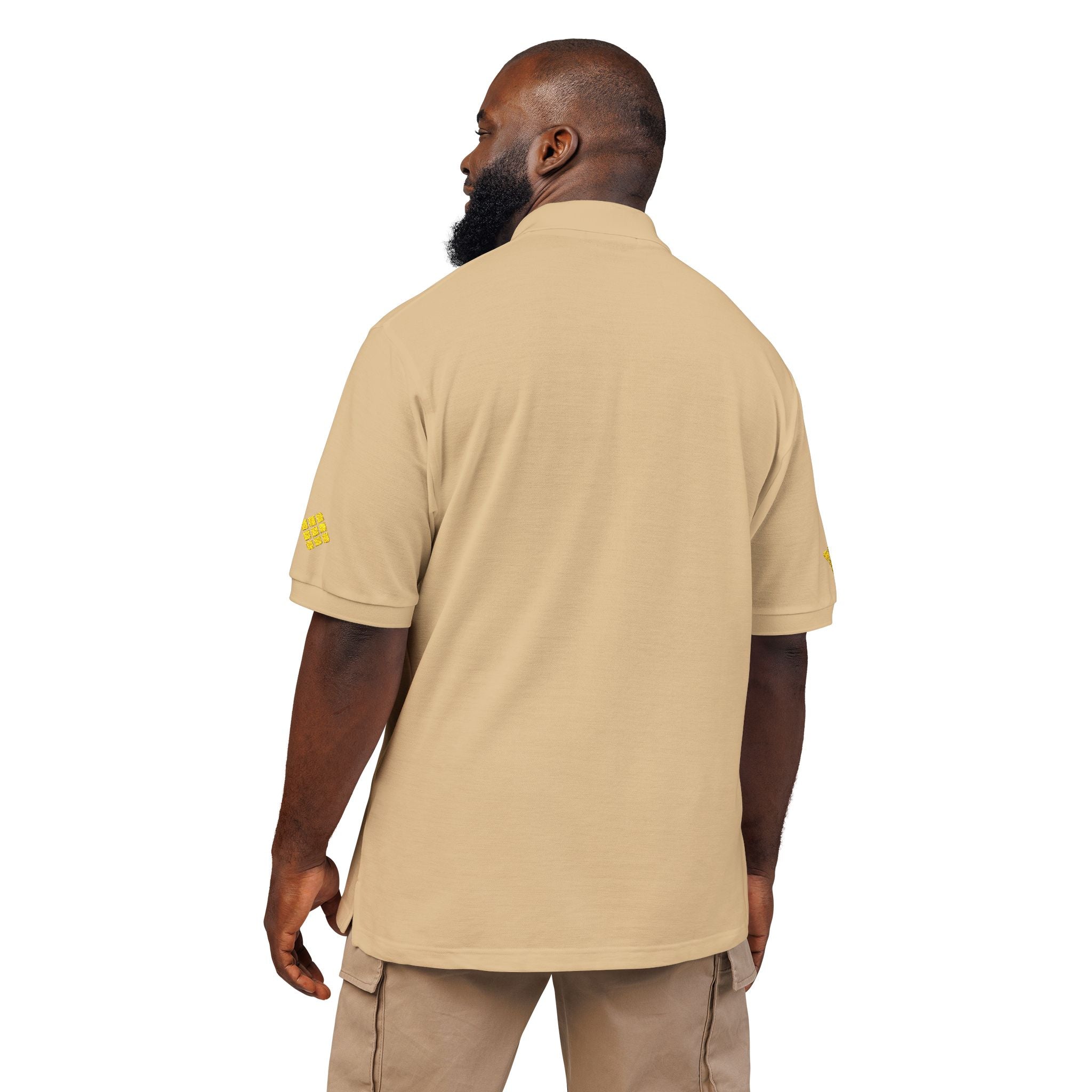 Cubic Shades Embroidered Polo — Sand Khaki Oversized Streetwear