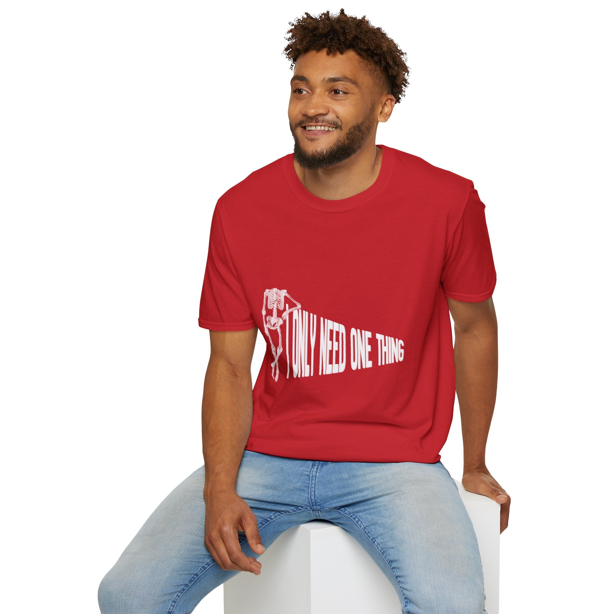 Skeleton Sports Tee — "I Only Need One Thing" Football & Soccer Graphic Shirt