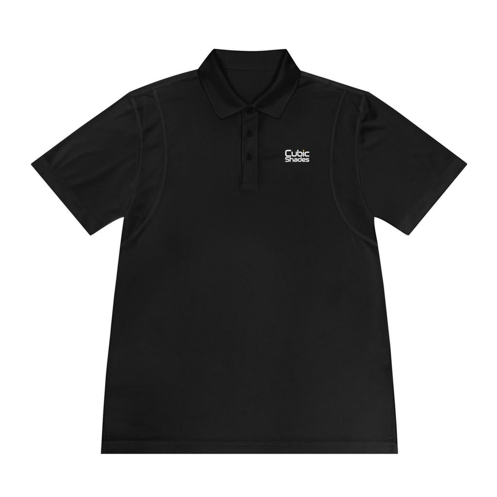 Cubic Shades Yellow Wordmark Polo — Men's Black Sport Polo