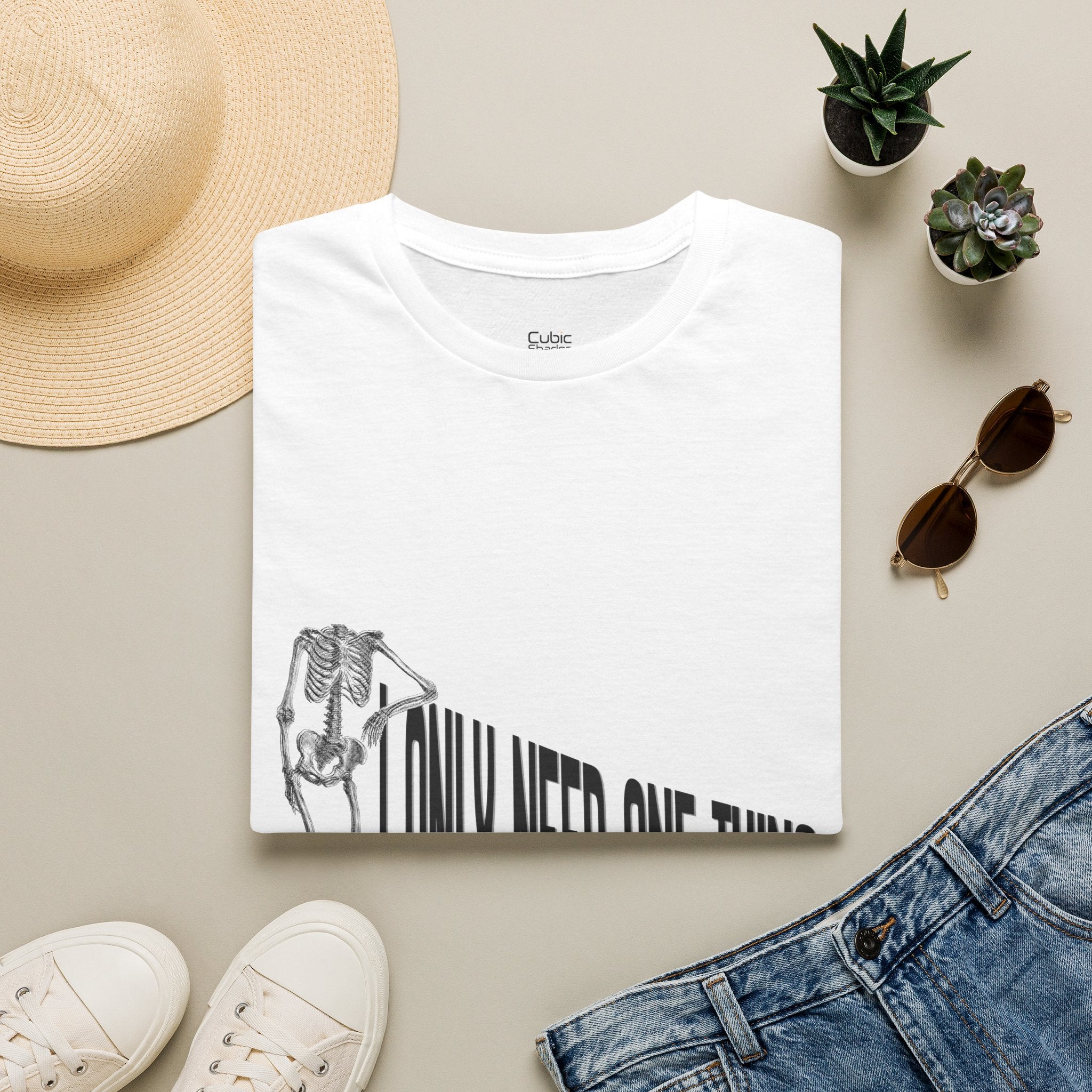 Skeleton Sports Tee — "I Only Need One Thing" Football & Soccer Graphic Shirt