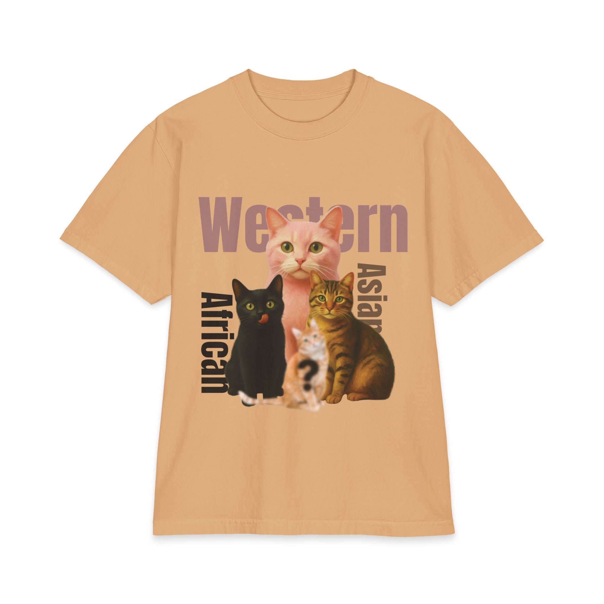 Pussycat Breed Graphic T-Shirt — Western, African, Asian Cats Design