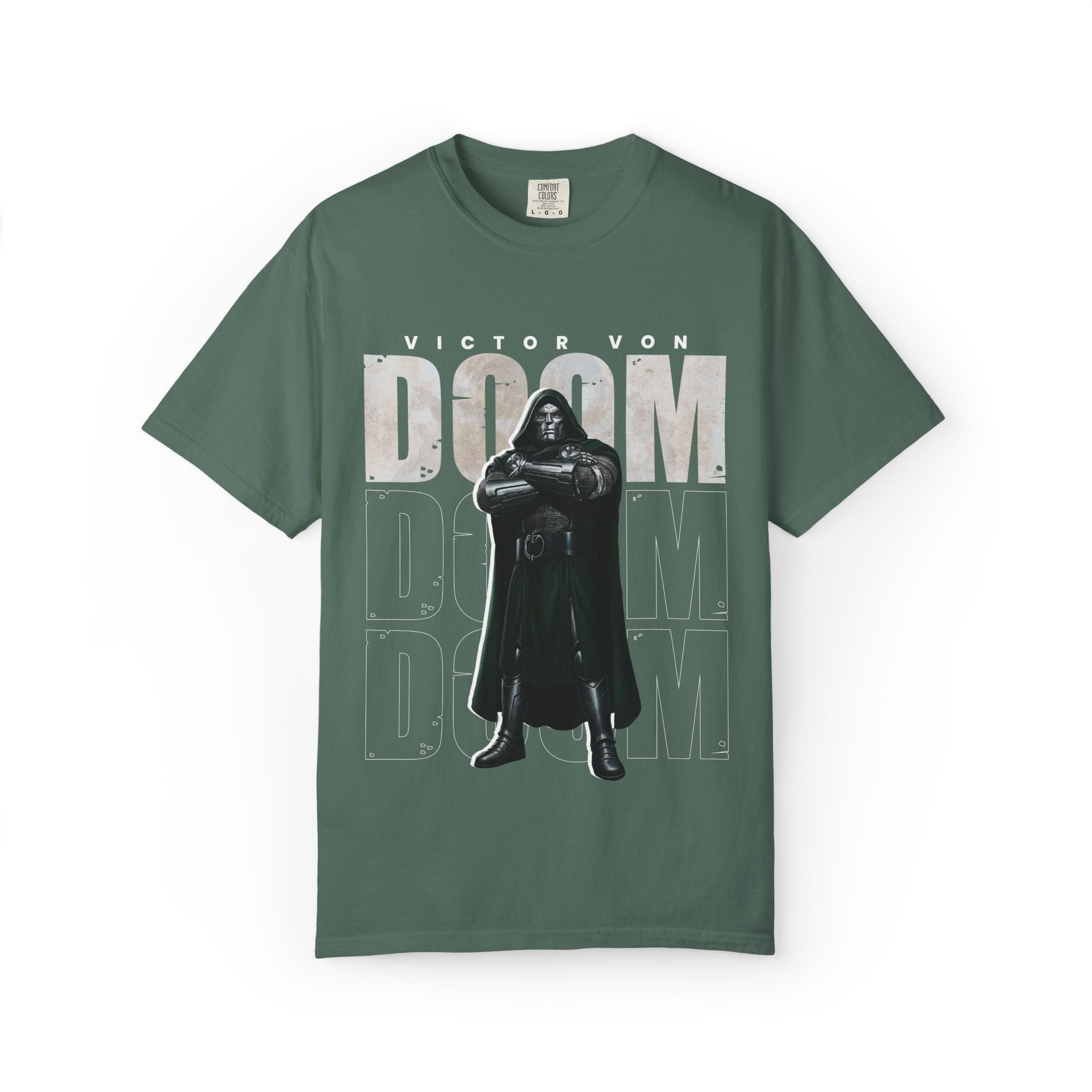 DOOM Victor Von Doom Graphic T-Shirt — Olive Armored Villain Comic Tee