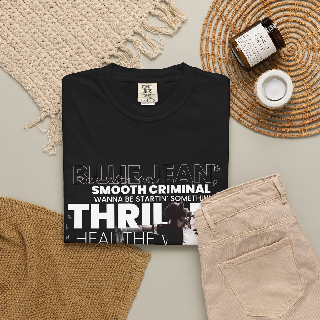 Michael Jackson Tribute T-Shirt — Thriller, Smooth Criminal & Beat It Lyrics Design