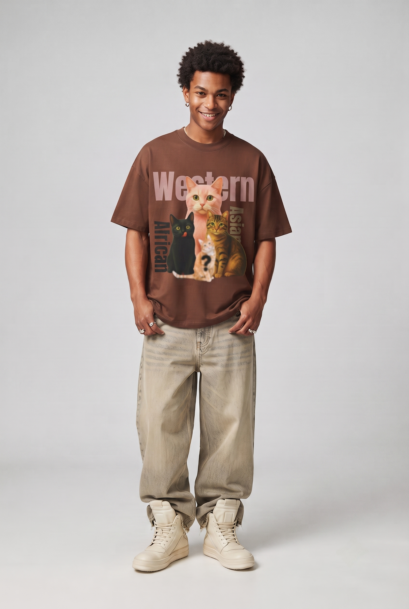 Pussycat Breed Graphic T-Shirt — Western, African, Asian Cats Design