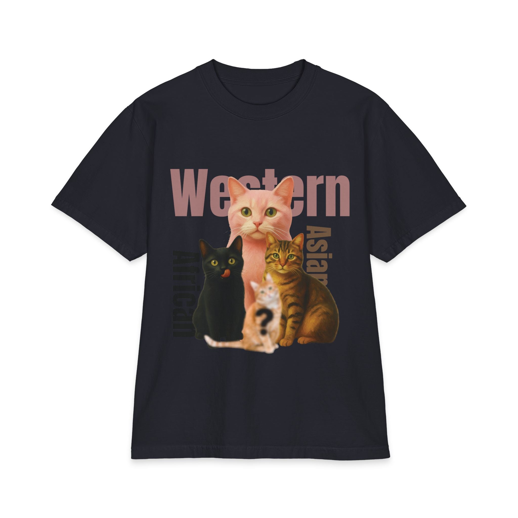 Pussycat Breed Graphic T-Shirt — Western, African, Asian Cats Design