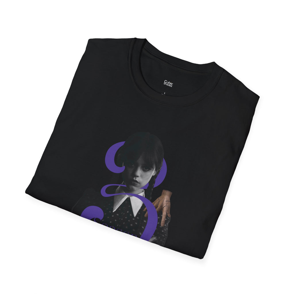Wednesday Season 3 Graphic Tee — "WEDNESDAY" Purple Gothic Print