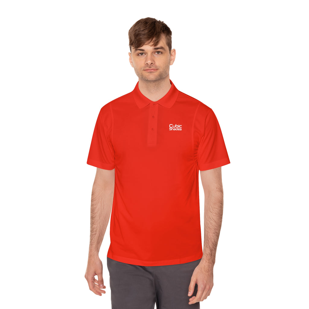 Cubic Shades Yellow Wordmark Polo — Men's Black Sport Polo