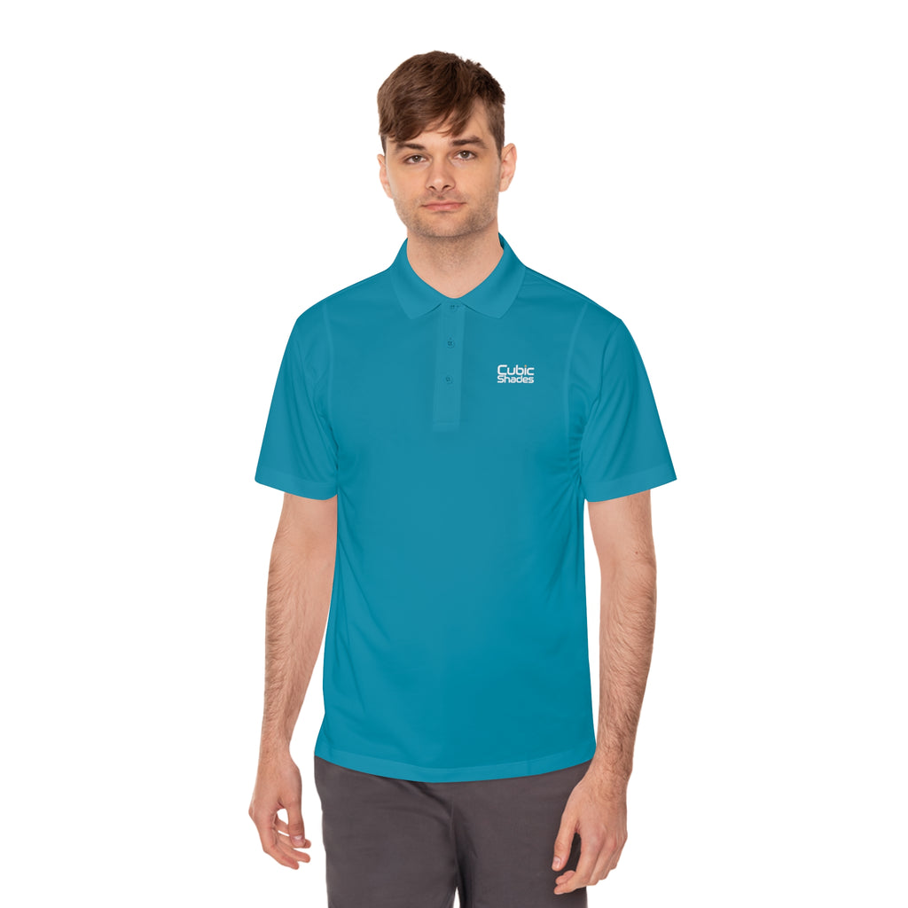 Cubic Shades Yellow Wordmark Polo — Men's Black Sport Polo