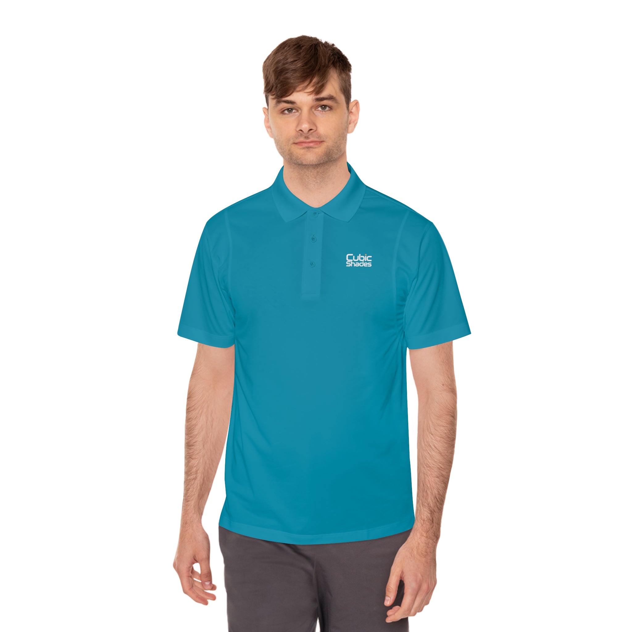 Cubic Shades Yellow Wordmark Polo — Men's Black Sport Polo