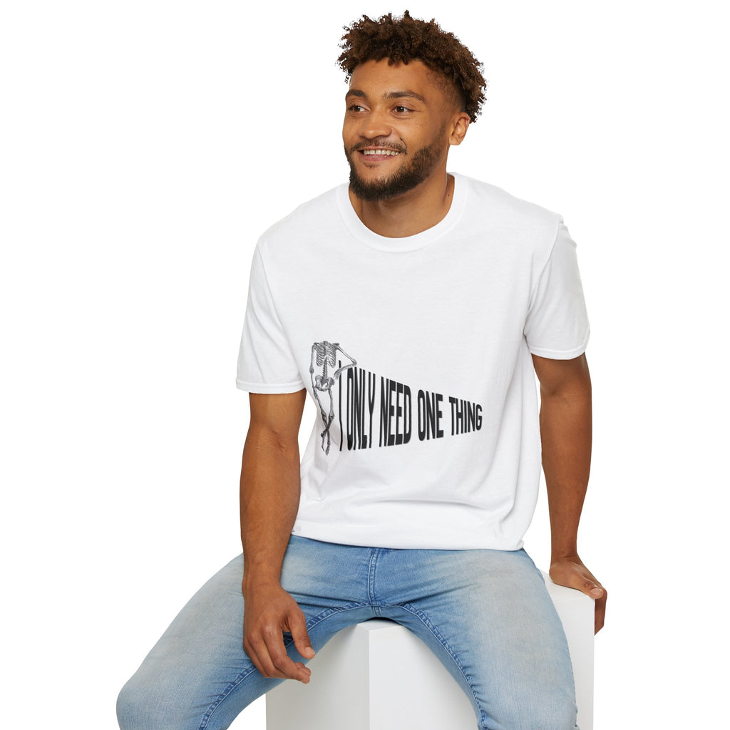 Skeleton Sports Tee — "I Only Need One Thing" Football & Soccer Graphic Shirt