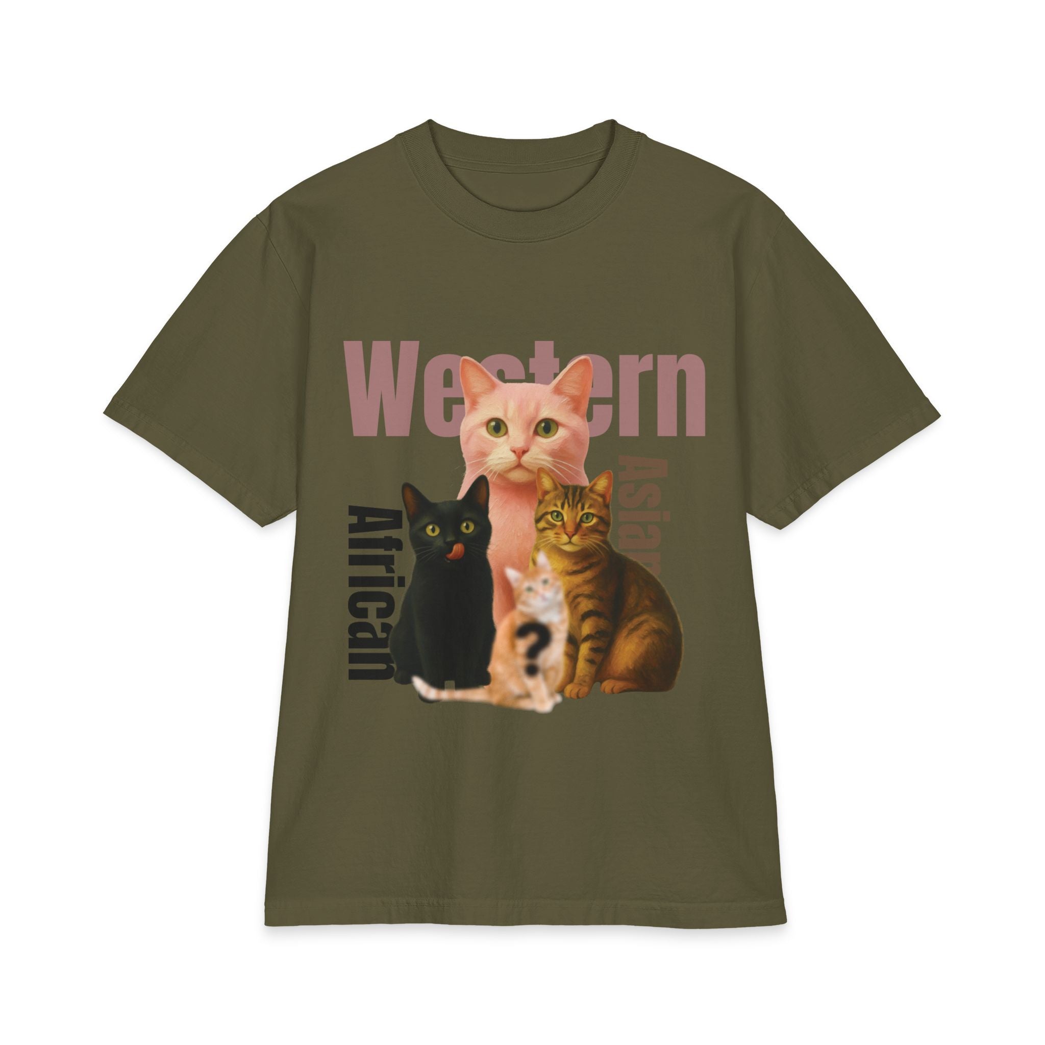 Pussycat Breed Graphic T-Shirt — Western, African, Asian Cats Design