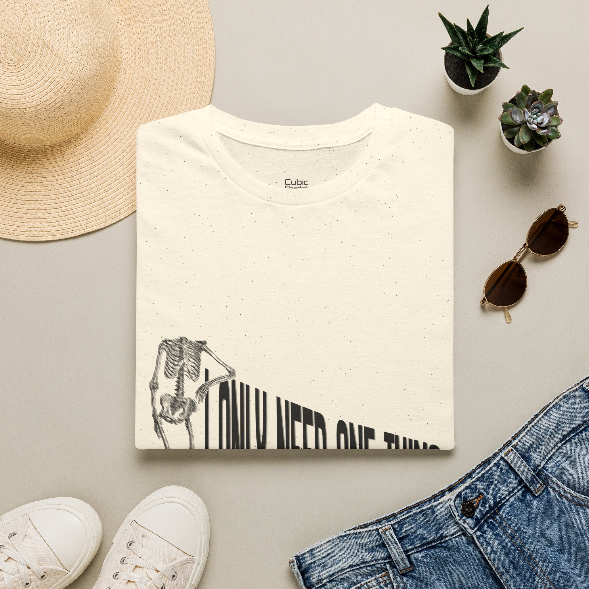 Skeleton Sports Tee — "I Only Need One Thing" Football & Soccer Graphic Shirt