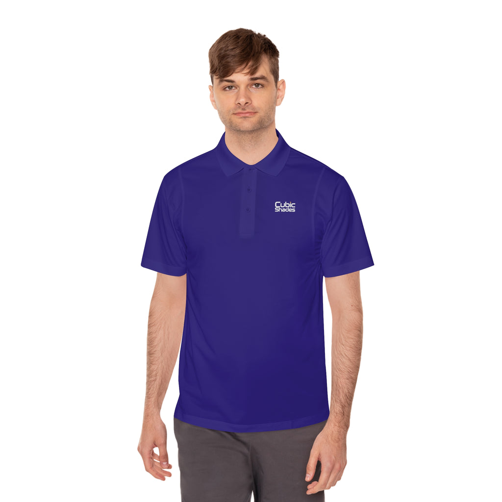 Cubic Shades Yellow Wordmark Polo — Men's Black Sport Polo