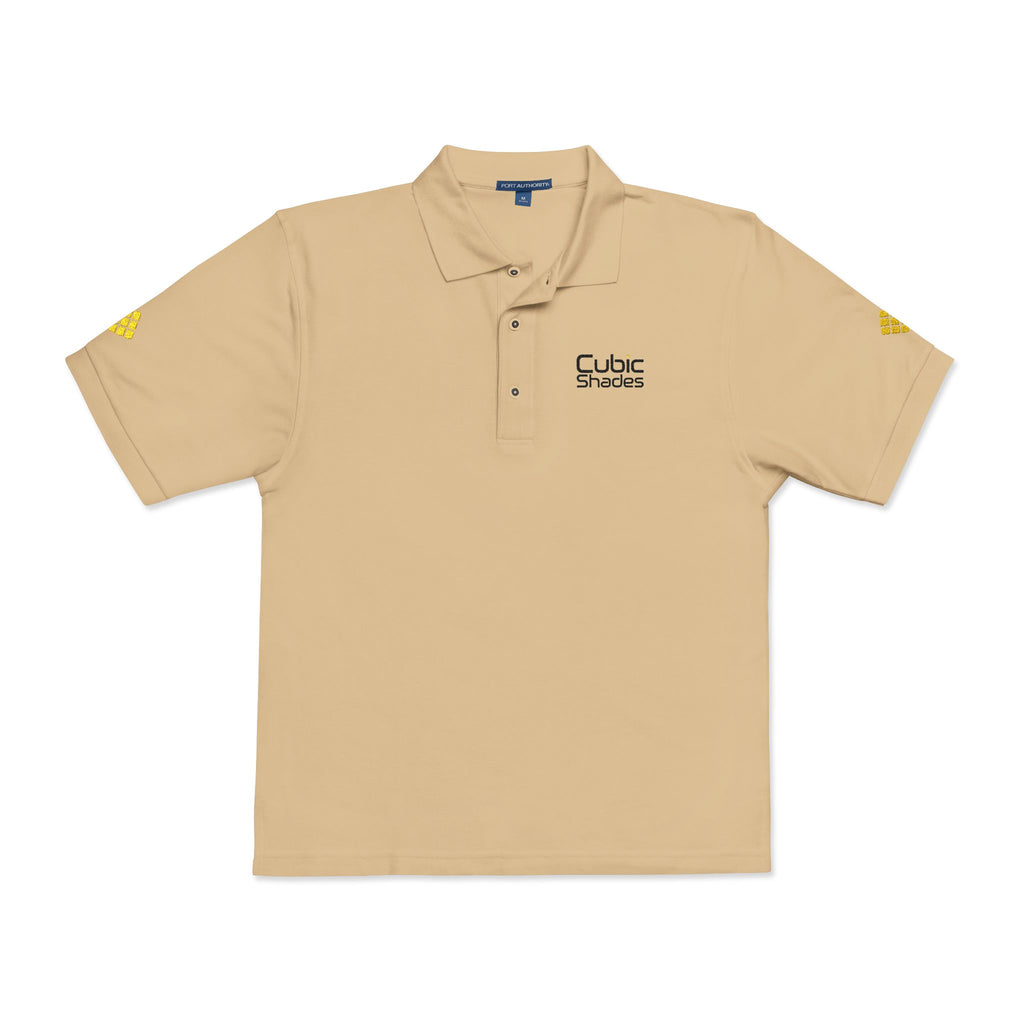 Cubic Shades Embroidered Polo — Sand Khaki Oversized Streetwear
