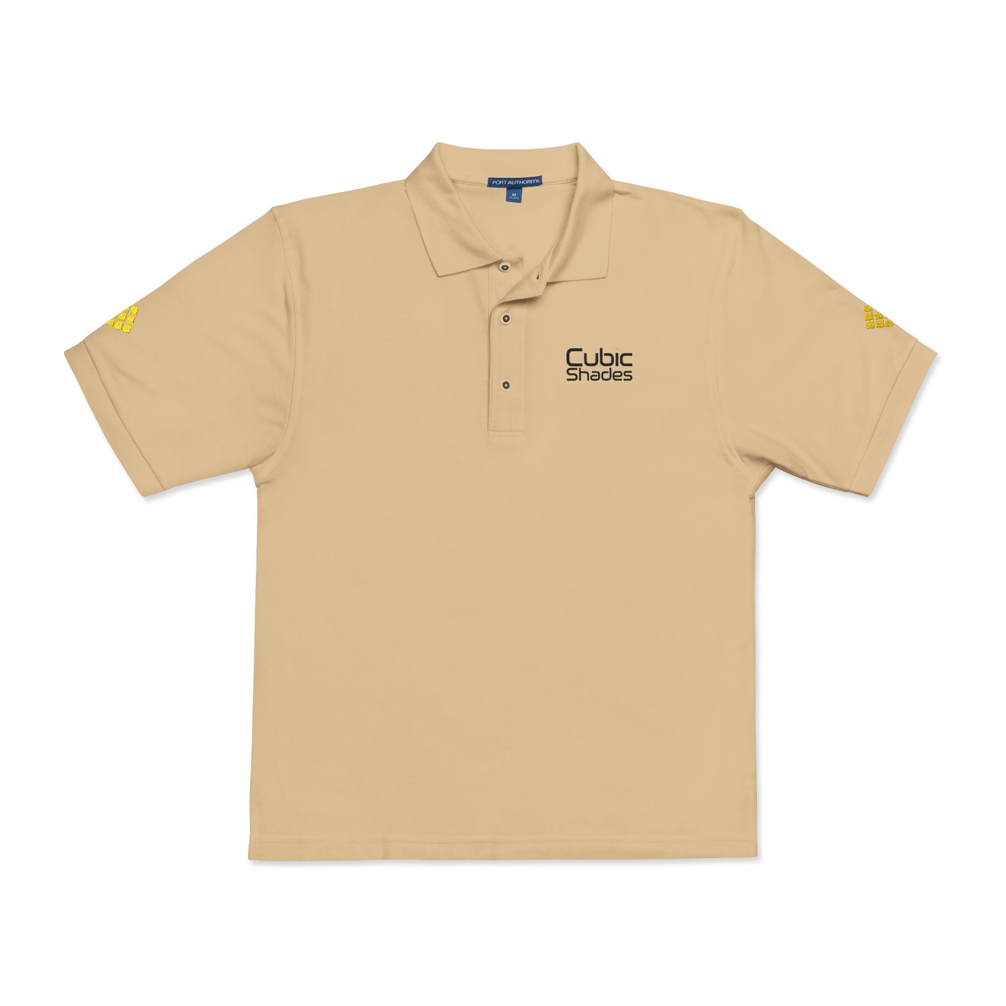 Cubic Shades Embroidered Polo — Sand Khaki Oversized Streetwear