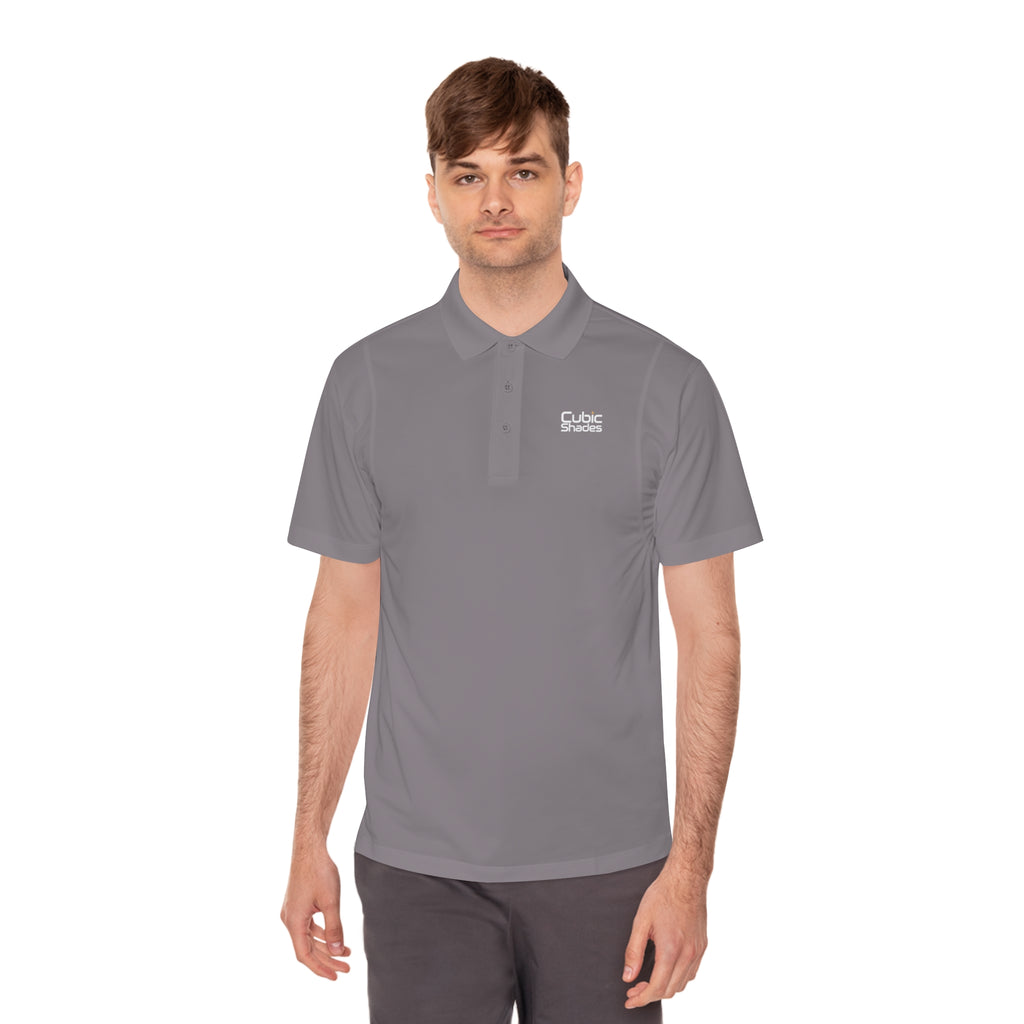 Cubic Shades Yellow Wordmark Polo — Men's Black Sport Polo
