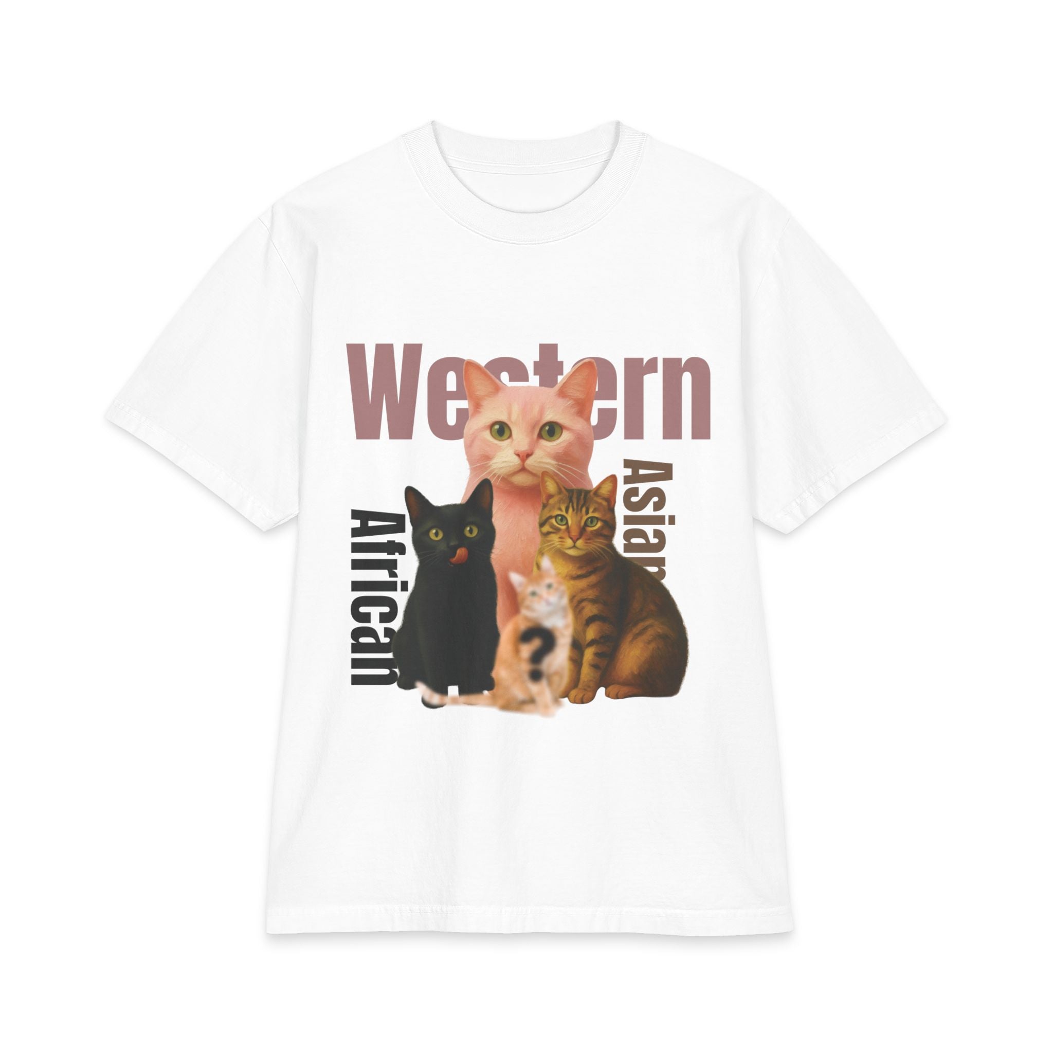 Pussycat Breed Graphic T-Shirt — Western, African, Asian Cats Design