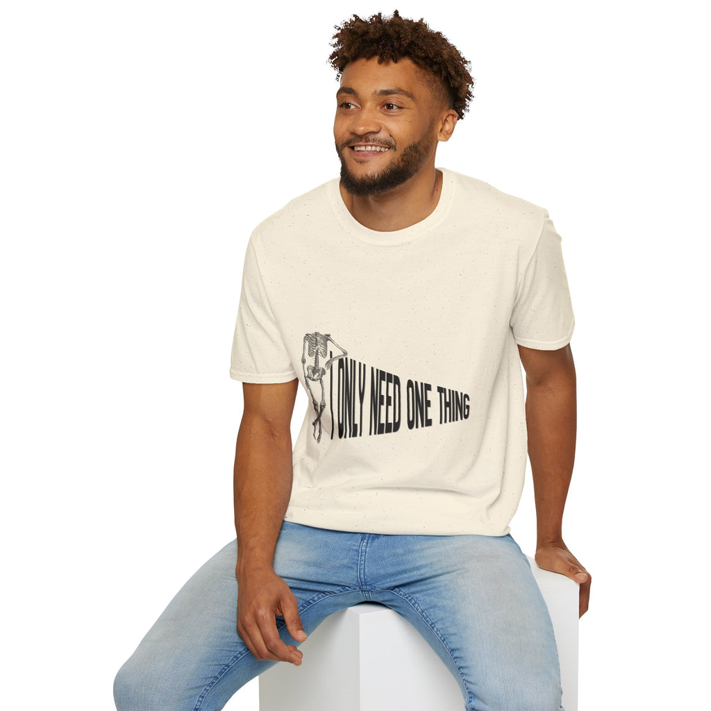 Skeleton Sports Tee — "I Only Need One Thing" Football & Soccer Graphic Shirt