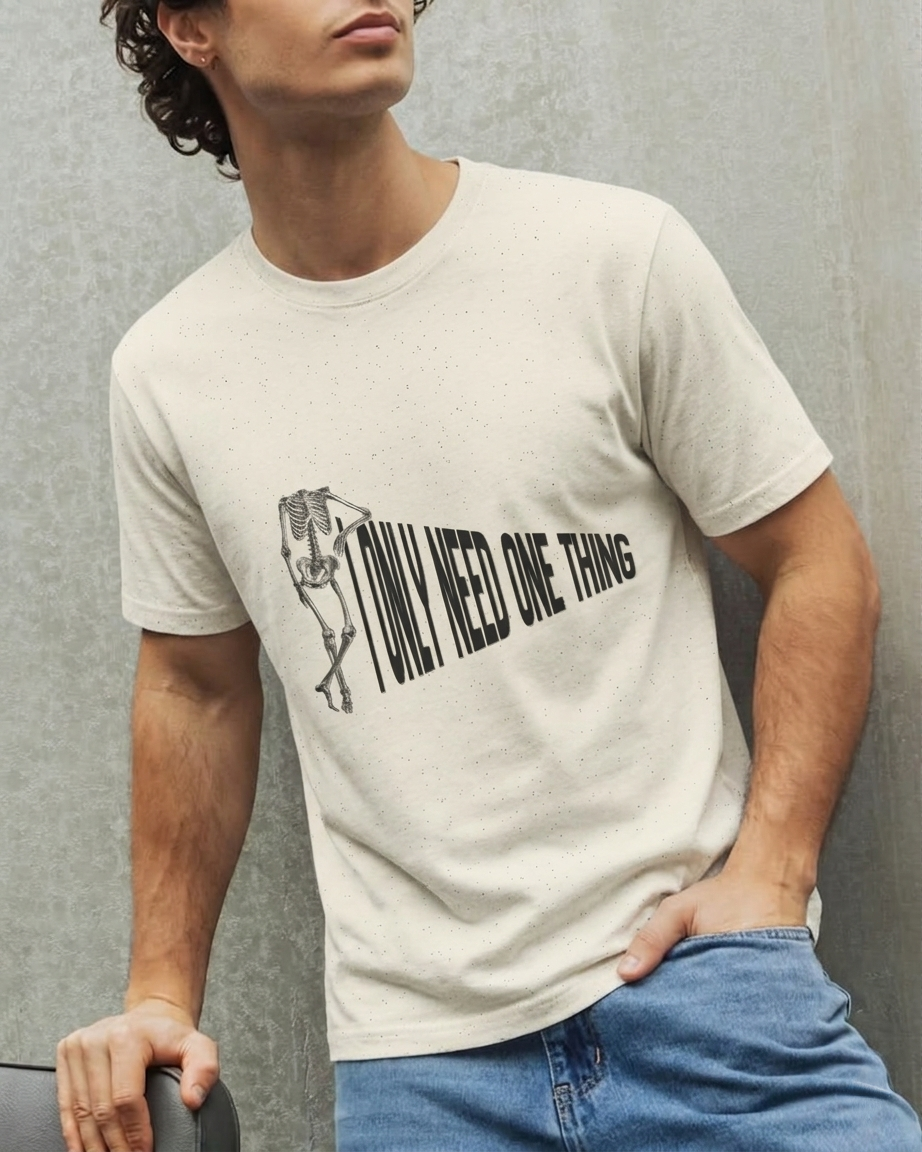 Skeleton Sports Tee — "I Only Need One Thing" Football & Soccer Graphic Shirt